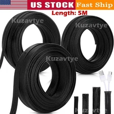 5M 1/4, 1/2, 3/8 Inches Wire Loom PET Expandable Braided Sleeving Braided Sleeve
