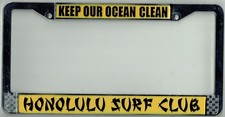 Honolulu Surf Club Keep Our Ocean Clean Hawaii Surfing Vw License Plate Frame