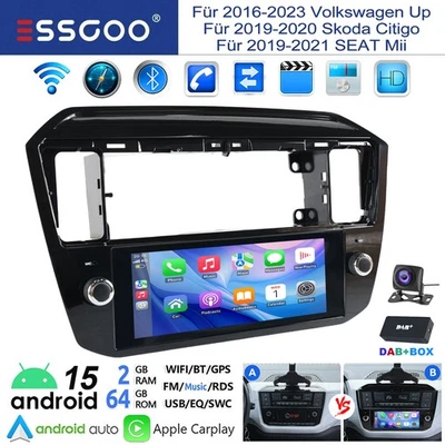 Für VW UP Seat Mii Skoda Citigo Android 15 Autoradio Apple Carplay GPS NAVI +KAM - Bild 1 von 4