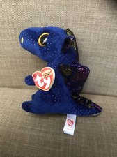 NEW Ty Beanie Boos 6 INCH Saffire BLUE SPECKLED DRAGON SMALL Plush Animal Toy