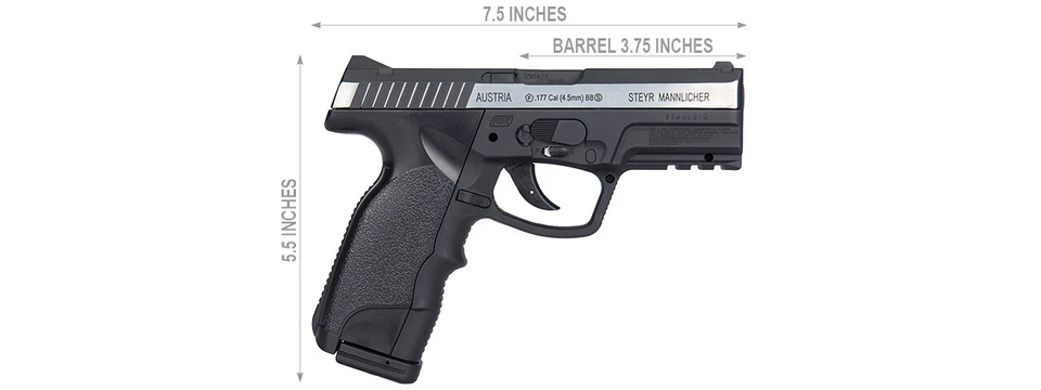 Pistola de aire comprimido Asg Steyr M9-A1 doble tono CO2 sin retroceso - Airsoft negra/plateada Foto 2 de 4