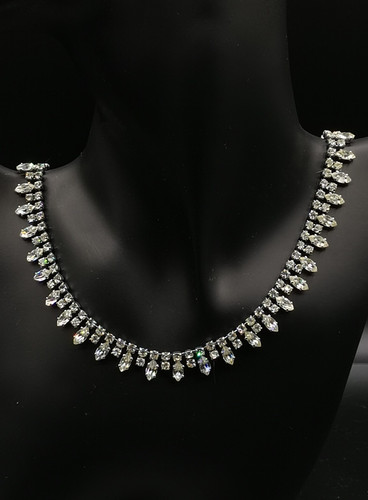Delicate Crystal Spike Statement Collar Necklace - "Silver Thorn"