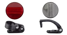 SET BICYCLE FRONT & REAR MOUNTED  REFLECTORS 3" DIAMETER RED/WHITE W/BRACKETS