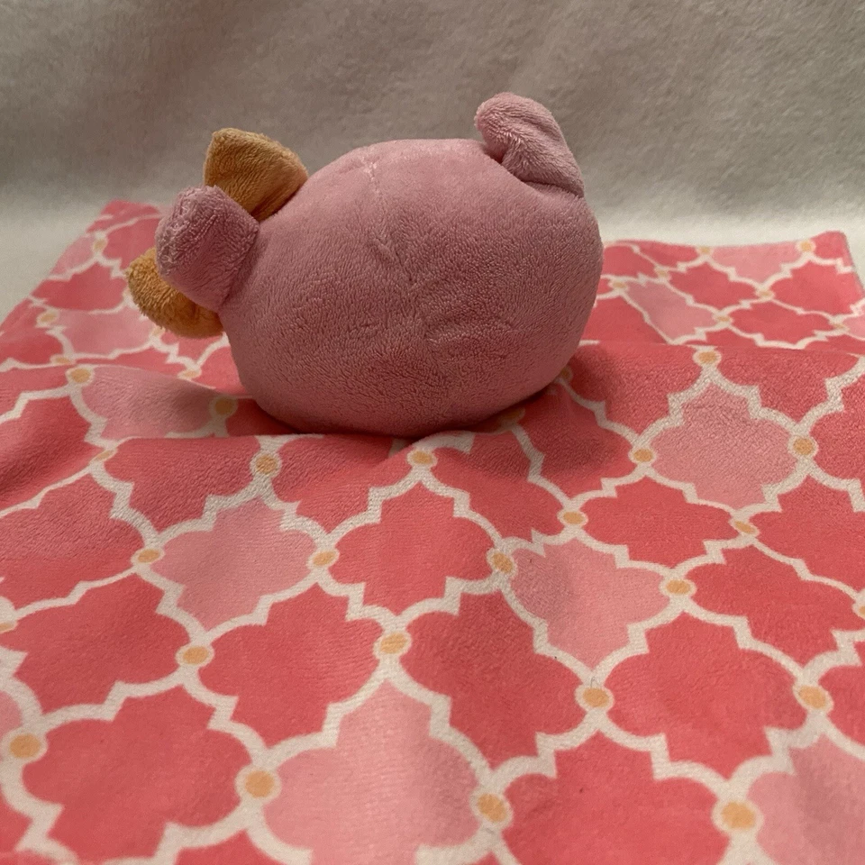 Manta de seguridad cuadrada boppy rosa búho naranja lazo satinado blanco desplazamiento bebé Lovey Foto 3 de 4