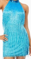 Ashley Lauren Halter Cocktail Dress blue sz 6 4505 retails for 500 z