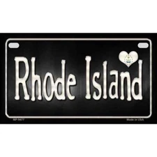 Rhode Island Flag Script Novelty Metal Motorcycle Plate MP-9477