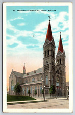 MO, St. Louis, St. Anthony's Church, Street View, Vintage Postcard