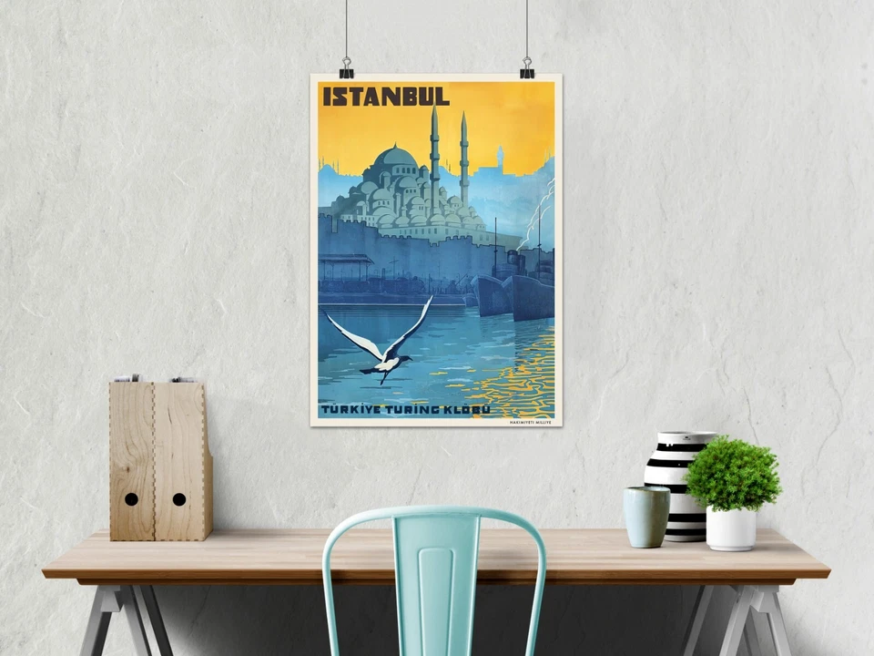 Estambul, Turquía, 1928 (Türkiye Turing Klöbü) — póster de viaje retro vintage Foto 2 de 4