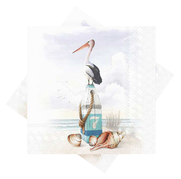 Servietten Pelican 33X33 Cm Maritime Tischdeko Sommer Beach Party 20 StüCk-image