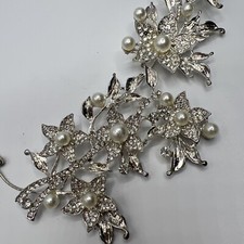 Prom/Wedding Hair Vine Silver Rhinestone Headband Flower Bridal Headpiece Pearl