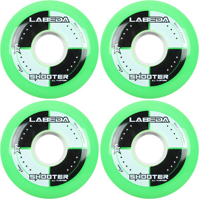Labeda Shooter Inline Roller Hockey Wheels GREEN 68mm Indoor Outdoor 4 Pack