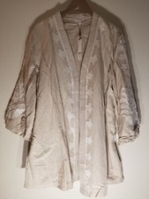 Chico's Artisinal Linen Topper 3/4 Sleeve Open Front Jacket Size 4 NWT 169