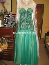 Angela & Alison 51097 $798 Pageant Gala Green Nude Gown Dress sz 6 NWT SALE!