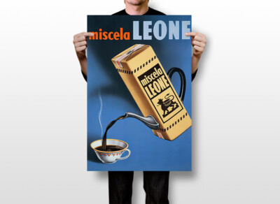 Miscela Leone Lion American Black Coffee Cafe Cup Vintage Wall
