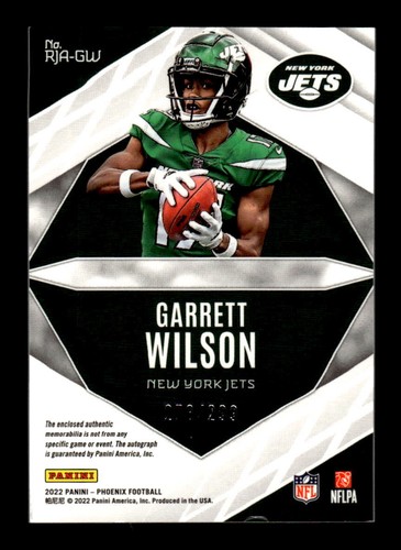 2022 Panini Phoenix #RJA-GW Garrett Wilson RPS Rookie Auto Jersey #/299 - Picture 2 of 2
