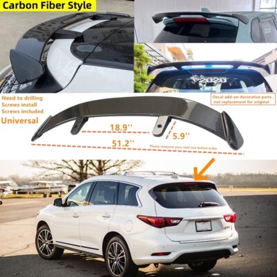 Universal Carbon Fiber Style Fits INFINITI QX60 Rear Window Roof Spoiler 2014-20