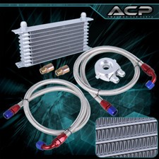 9 Row Engine Diff Trans Aluminum Alloy Oil Cooler Kit Filter Adapter Ss Lines 9 Row Engine Diff Trans Aluminum Alloy Oil Cooler Kit Filter Adapter Ss Lines