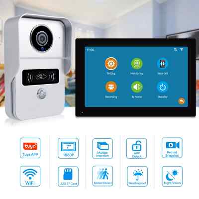 1080P Wireless Wifi Video Doorbell, 7'' Video Intercom with 32GB SD, Camera