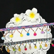 Ethnic Bordura Stile Bohemien Perline Pom Fai da Te Nappe Frangia Ricamato