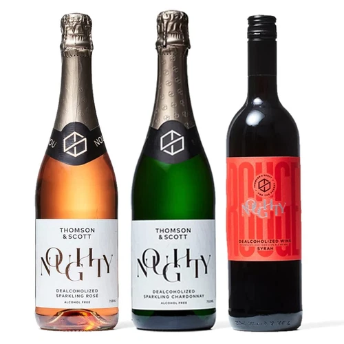 Noughty Non-Alcoholic Wine Sampler Bundle (3 Bottles) (Rose, Sparking, Red)