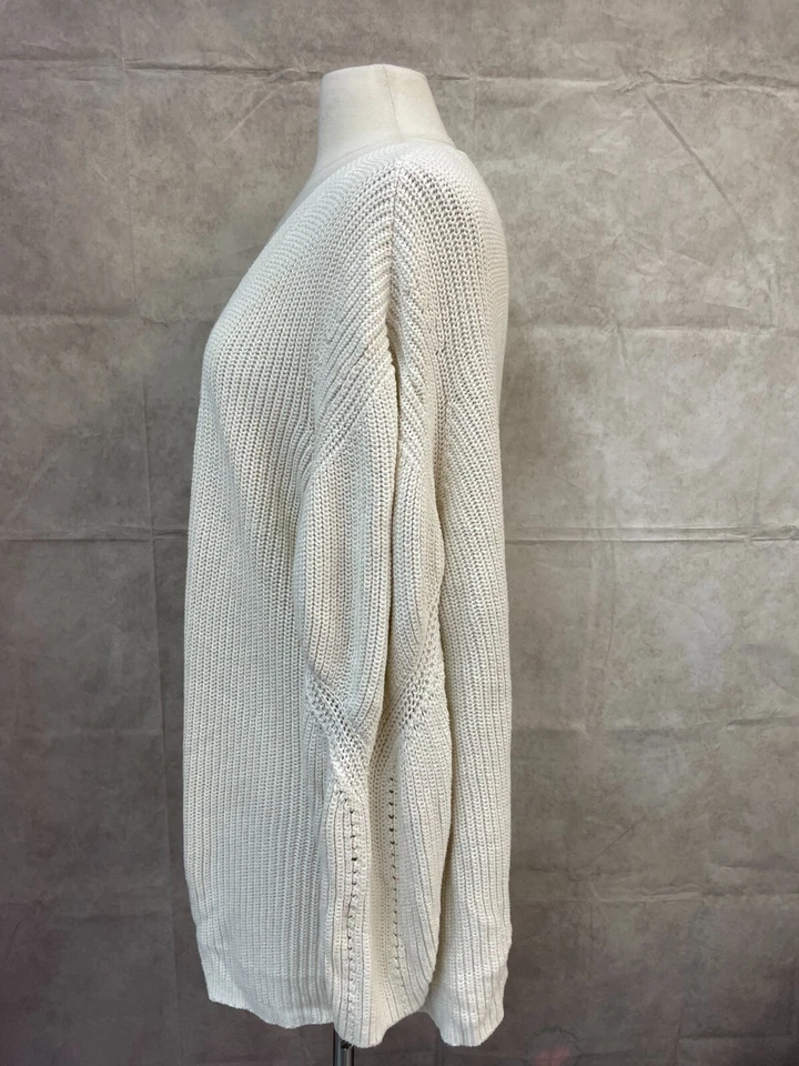 Divided H&M Cardigan Womens Ivory Pointelle Knit Long Sleeve Open Front Size XL - Image 2 of 4
