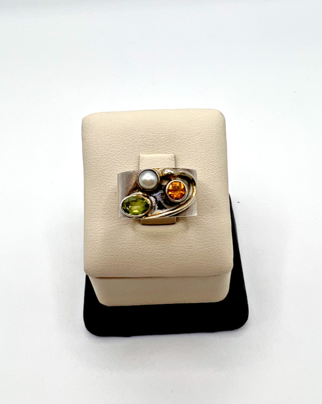 Sterling Silver Assorted Stone Ring Size 6
