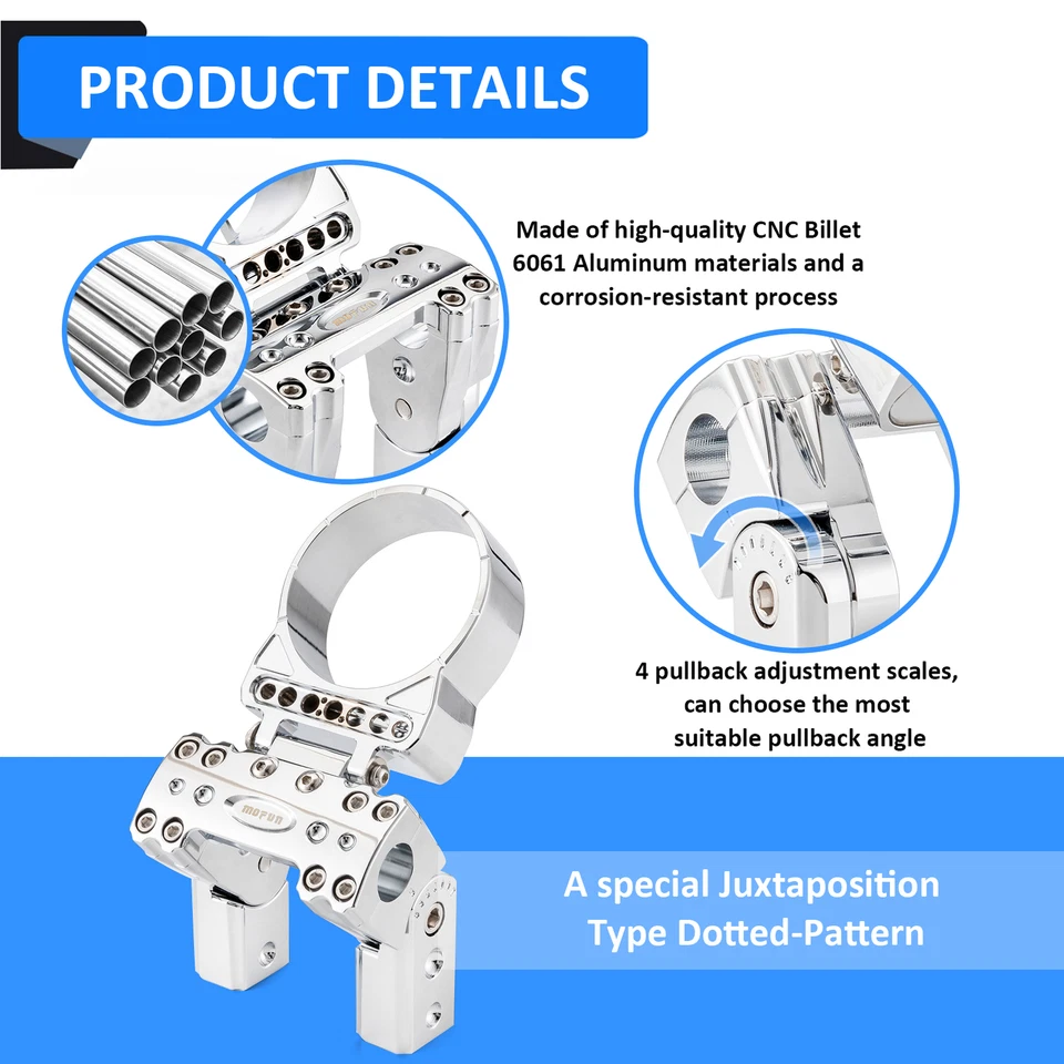 Abrazadera elevadora ajustable Pullblack de 4" + calibre único para Harley Sportster 883 Dyna Foto 4 de 4