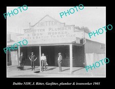 OLD POSTCARD SIZE PHOTO OF DUBBO NSW RITTERS PLUMBING STORE c1905