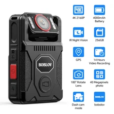 BOBLOV M7Pro 4K Police Body Camera 256GB GPS 4000mAh IR Night Vision Camcorder