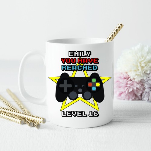 Taza y montaña rusa personalizada para jugadores 16 cumpleaños nivel 16 | dulce dieciséis - Imagen 17 de 26