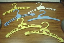 6 VINTAGE PLASTIC BABY/KIDS CLOTHES HANGERS-SWAN, MAGIC HOOK OTHERS