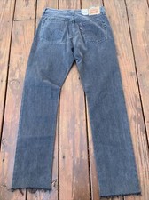Levi's 501 Original High Rise Straight Raw Frayed Hem Jeans Women Gray 27x30 NWT