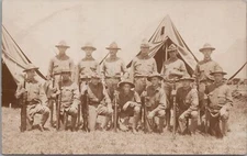 RPPC Postcard Military WWI Soldiers in Uniform Holding Guns Rifles 