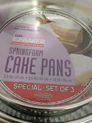 2002 GS EZ-Baker Heavyweight Steel Springform Cake Pans Set of 3 - 8.5, 9.5, 10''
