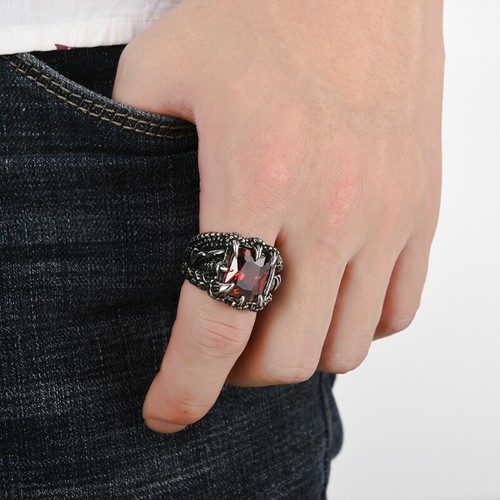 Herren Edelstahl Biker handgefertigter Onyx Drache Kralle Ring für Herren Größe 7-13 - Bild 18 von 26