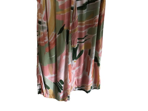 Milk & Honey Pants Women's Size Large Rayon Wide Leg Stretch Pink Green - Picture 4 of 8