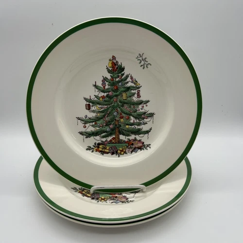 (SET OF 3) Spode England CHRISTMAS TREE S3324 Dinner Plates 10 3/4” Never Used