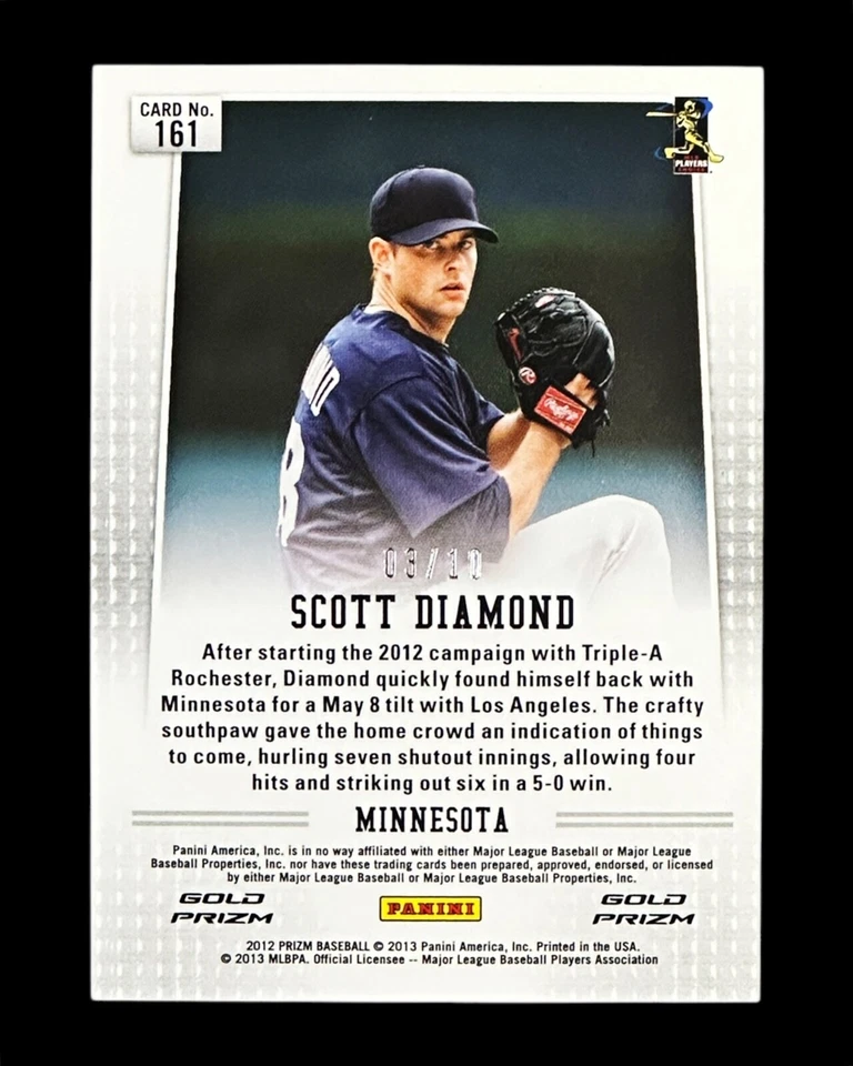 1ST YEAR - 2012 Panini PRIZM GOLD /10 - PRIZM GOLD #03/10 - Scott Diamond #161 - Image 2 of 4
