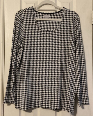 Chico's Black/White Houndstooth Touch of Cool Layering Top Size 2(12/14)NWT