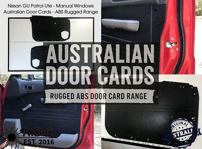 Black ABS Waterproof Door Cards Fits Nissan GU Patrol Y61 Ute
