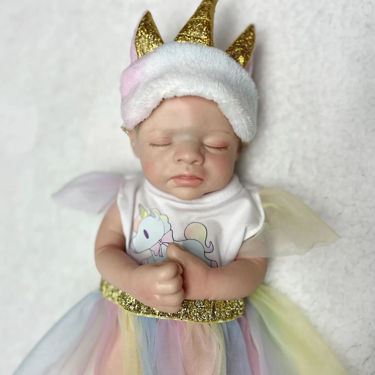 33CM Full Body Solid Silicone Girl Baby Reborn Doll Painted Real Newborn  Dolls