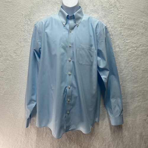 Brooks Brother Button Down Dress Shirt Regent Fit Mens 17-6/7 Blue Striped