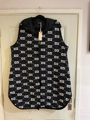 New Made in Italy Lagenlook Black Monogram Puffa Quilted Gilet-One Size BNWT