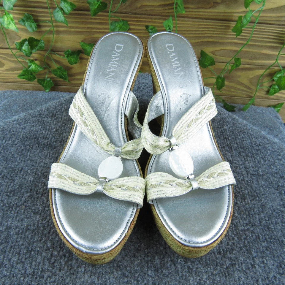 Zapatos sandalia Damiani para mujer plateados sintéticos talla 10 medianos Foto 3 de 4
