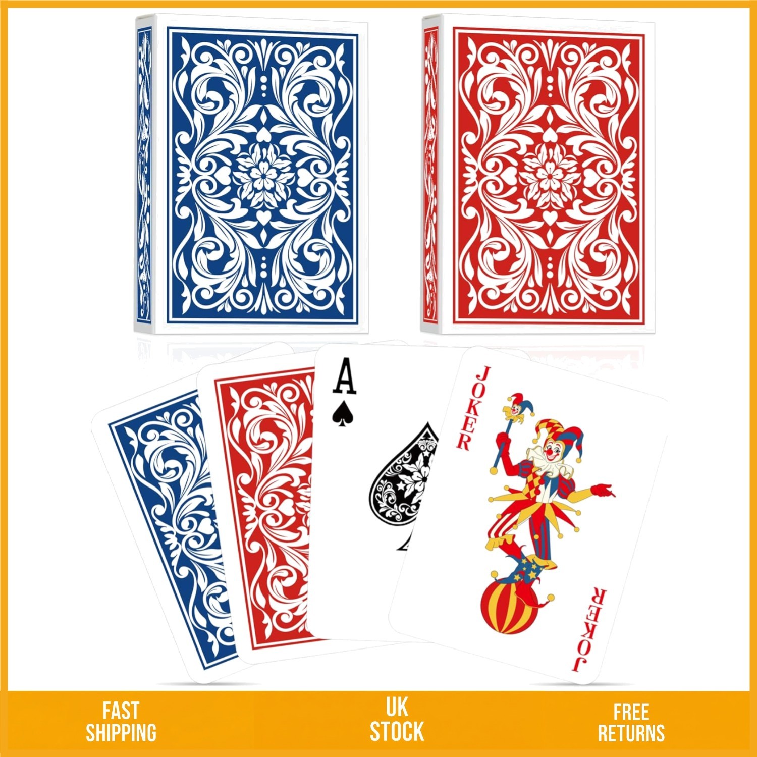 Professional Plastic Coated Poker Playing Cards Set for Game Night 2 Decks