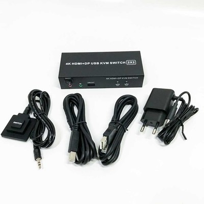 HDMI Displayport KVM Switch 2 Computer 2 Monitore, 4K@60Hz 2 Port HDMI+DP KVM