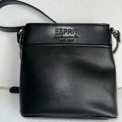 Esprit San Francisco Co Black Pebbled Crossbody Bag Adjustable Strap Zip Top