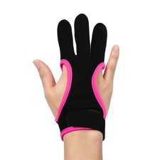 Archery Gloves, Hunting Leather 3-Finger Protector(Black Pink, S)