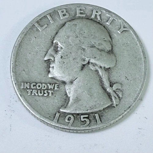 1951 D Washington Quarter 90% Silver Circulated Coin Free Shipping #7620