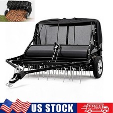 42" 2-in-1 Tow-Behind Lawn Sweeper & Dethatcher Combo for Lawn Grass 20 Cu FT